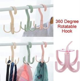 img 1 attached to 👜 Hanging Closet Organizer Storage for Purses - 360 Degree Rotating Handbag Rack with 4 Hooks for Belts, Scarves, and Ties