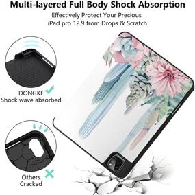 img 1 attached to DONGKE CASE for iPad Pro 12.9-inch 5th Generation - Cactus Design, Protective Stand Cover with Pencil Holder, Auto Wake/Sleep, and Trifold Stand - 2021 iPad Pro 12.9 Case