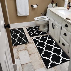 img 4 attached to Vaukki 3-Piece Bathroom Mats Set: Non-Slip Microfiber Contour Rug Combo for Bathroom, Tub, and Shower