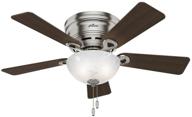 hunter haskell low profile ceiling fan with led light and pull chain control, 42 inches, brushed nickel logo