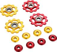 💛 high-quality 11t aluminum sealed bearing jockey wheel bicycle guide roller rear derailleur pulley in striking red and yellow shades logo