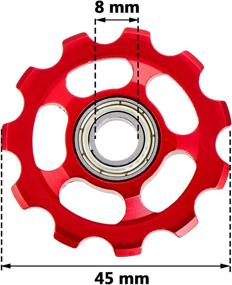 img 2 attached to 💛 High-Quality 11T Aluminum Sealed Bearing Jockey Wheel Bicycle Guide Roller Rear Derailleur Pulley in Striking Red and Yellow Shades