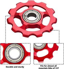 img 3 attached to 💛 High-Quality 11T Aluminum Sealed Bearing Jockey Wheel Bicycle Guide Roller Rear Derailleur Pulley in Striking Red and Yellow Shades