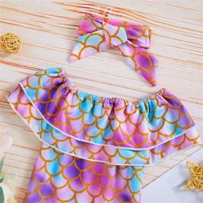 img 1 attached to 🧜 Adorable Baby Girl's Mermaid Fish Scale Swimsuit One Piece Swimwear with Ruffles, Perfect for Bathing and Sunbathing, Includes Headband