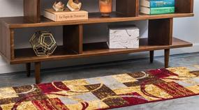 img 3 attached to 🏙️ Unique Loom Barista Collection: Modern Abstract Vintage Distressed Urban Geometric Rustic Area Rug in Warm Colors - 2ft x 8ft Runner - Multi/Beige