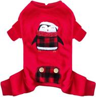 🐶 kyeese christmas dog pajamas: penguin red buffalo check pet pjs - medium onesie логотип