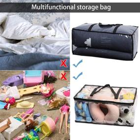 img 1 attached to 👚 KERNORV Large Clear Window Clothes Storage Bags: Durable Organizers for Comforter, Clothing, Blankets - Long Reinforced Handle, Sturdy Zipper, Enclosure 8 Black Label