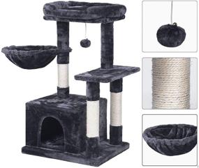 img 2 attached to 🐱 BEWISHOME MMJ11 Cat Tree Condo with Scratching Post, Padded Plush Perch, and Cozy Basket - Kitten Tower