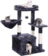 🐱 bewishome mmj11 cat tree condo with scratching post, padded plush perch, and cozy basket - kitten tower logo