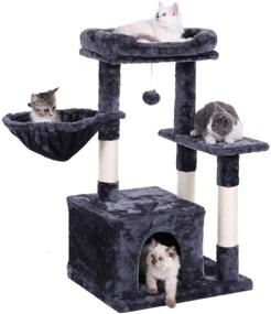 img 4 attached to 🐱 BEWISHOME MMJ11 Cat Tree Condo with Scratching Post, Padded Plush Perch, and Cozy Basket - Kitten Tower