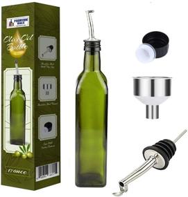 img 3 attached to 🍾 Glass Olive Oil Dispenser Bottles - 2 Pack of 17oz Bottles with Easy Pour Spout - Oil and Vinegar Cruet Set with Food Grade Funnel - Drip-Free Olive Oil Carafe Decanter for Kitchen