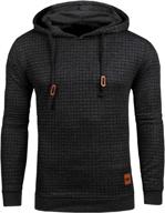 👕 stylish mens square pattern pullover hoodie: long sleeve hooded sweatshirt with casual appeal logo