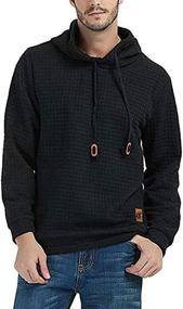 img 1 attached to 👕 Stylish Mens Square Pattern Pullover Hoodie: Long Sleeve Hooded Sweatshirt with Casual Appeal