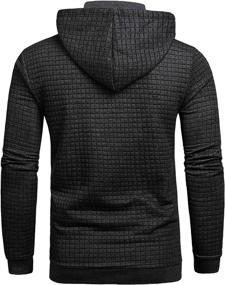 img 3 attached to 👕 Stylish Mens Square Pattern Pullover Hoodie: Long Sleeve Hooded Sweatshirt with Casual Appeal