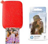 hp sprocket portable photo printer 2nd edition (cherry tomato) &amp logo