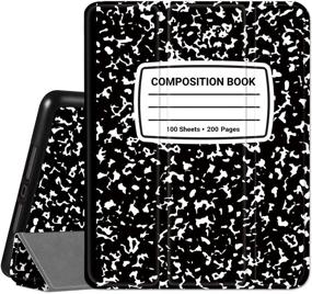 img 4 attached to iPad Pro 12.9 Case - Black Notebook Composition Book Style with Pencil Holder - Shockproof Cover for A2229 A2069 A2032 A2233 5th 4th 3rd Gen - Auto Sleep/Wake - Cute Study Protective Case - 2021 2020 2018