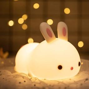 img 4 attached to 🐰 Mubarek Cute Bunny Night Light for Kids Room - Adorable Silicone Squishy Lamp with Portable Animal Design