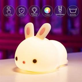 img 3 attached to 🐰 Mubarek Cute Bunny Night Light for Kids Room - Adorable Silicone Squishy Lamp with Portable Animal Design