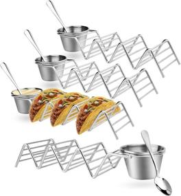 img 4 attached to 🌮 Stainless Steel Taco Holder Stand Set: Enhance Your Taco Night Experience!