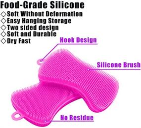 img 2 attached to 🧽 WORCAS Silicone Sponge Kitchen Sponge for Efficient Dish Washing and Cleaning - Double Sided Silicone Sponge Brush (4 Pack)