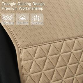 img 2 attached to 🚗 Black Panther Luxury PU Car Seat Covers - Triangle Pattern, Beige - 1 Pair - Compatible with 95% of Cars (Sedan/SUV/Pickup/Van)