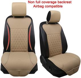 img 3 attached to 🚗 Black Panther Luxury PU Car Seat Covers - Triangle Pattern, Beige - 1 Pair - Compatible with 95% of Cars (Sedan/SUV/Pickup/Van)