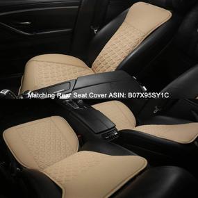 img 1 attached to 🚗 Black Panther Luxury PU Car Seat Covers - Triangle Pattern, Beige - 1 Pair - Compatible with 95% of Cars (Sedan/SUV/Pickup/Van)