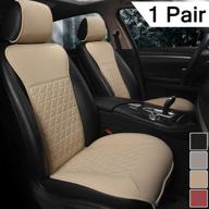 🚗 black panther luxury pu car seat covers - triangle pattern, beige - 1 pair - compatible with 95% of cars (sedan/suv/pickup/van) logo