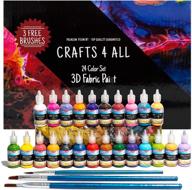 🎨 crafts 4 all 24-piece fabric paint set - assorted 3d permanent paints for clothes, shoes, canvas, wood, and paper - includes brushes - art supplies logo