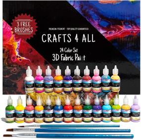 img 4 attached to 🎨 Crafts 4 All 24-Piece Fabric Paint Set - Assorted 3D Permanent Paints for Clothes, Shoes, Canvas, Wood, and Paper - Includes Brushes - Art Supplies