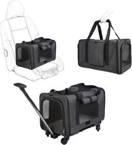 img 4 attached to 🐾 Convenient GJEASE Pet Carrier with Wheels: Collapsible & Breathable Travel Bag for Small & Medium Dogs/Cats