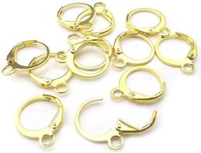 img 2 attached to 🔗 Gold Round Hypoallergenic Earring Hooks - 160 Pcs Lever Back Dangle Ear Wire with Open Loop French Hook for DIY Earring Jewelry Making