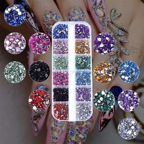 img 2 attached to 💎 4200pcs Nail Rhinestones, Nail Glitter Sequins with Crystals, Nail Decals Gems Diamonds for Nail Art - Includes Wax Pencil & Rhinestone Picker (A)