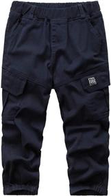 img 4 attached to 👖 Comfortable & Versatile WIYOSHY Elastic Waist Cargo Pants for Boys - Top-Quality Clothing