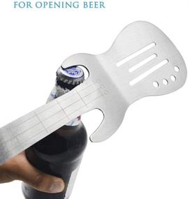 img 1 attached to 🎸 PEPKICN Rock Guitar Style Heavy Duty Stainless Steel BBQ Tool Set - Spatula & Tongs with Wooden Handle: Perfect for Barbecue Enthusiasts!