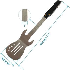 img 3 attached to 🎸 PEPKICN Rock Guitar Style Heavy Duty Stainless Steel BBQ Tool Set - Spatula & Tongs with Wooden Handle: Perfect for Barbecue Enthusiasts!