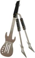 🎸 pepkicn rock guitar style heavy duty stainless steel bbq tool set - spatula & tongs with wooden handle: perfect for barbecue enthusiasts! logo