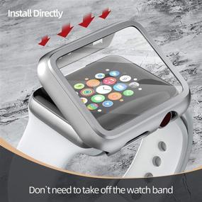 img 2 attached to ПZOZ Совместимый с чехлом для Apple Watch серии 3/серии 2 с защитным экраном 38 мм аксессуары тонкий бампер с полным покрытием матовый жесткий чехол Defense Edge для IWatch, женщины, мужчины, GPS (серебро)