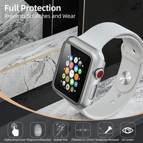 img 3 attached to ПZOZ Совместимый с чехлом для Apple Watch серии 3/серии 2 с защитным экраном 38 мм аксессуары тонкий бампер с полным покрытием матовый жесткий чехол Defense Edge для IWatch, женщины, мужчины, GPS (серебро)