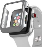 пzoz совместимый с чехлом для apple watch серии 3/серии 2 с защитным экраном 38 мм аксессуары тонкий бампер с полным покрытием матовый жесткий чехол defense edge для iwatch, женщины, мужчины, gps (серебро) логотип