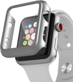 img 4 attached to ПZOZ Совместимый с чехлом для Apple Watch серии 3/серии 2 с защитным экраном 38 мм аксессуары тонкий бампер с полным покрытием матовый жесткий чехол Defense Edge для IWatch, женщины, мужчины, GPS (серебро)