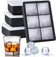 kootek ice cube trays 4 pack - silicone ice tray: make 24 large ice cubes, easy release reusable molds with removable lids - black logo