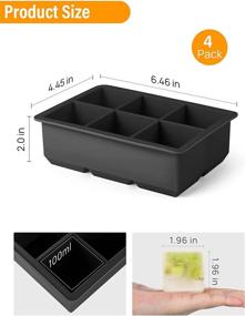 img 3 attached to Kootek Ice Cube Trays 4 Pack - Silicone Ice Tray: Make 24 Large Ice Cubes, Easy Release Reusable Molds with Removable Lids - Black