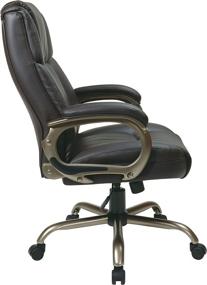 img 2 attached to 🪑 Executive Big and Tall Office Chair with Lumbar Support, Padded Loop Arms, 350 lbs Capacity - Espresso with Cocoa Coated Accents