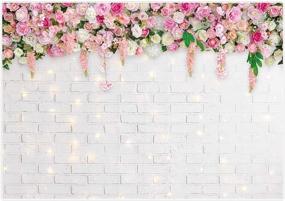 img 4 attached to 📸 Allenjoy Glitter White Brick Wall Flowers 7x5ft Photography Background for Valentine's Day, Mother's Day, Wedding, Bridal Shower, Baby Shower, Birthday Party Decor, Banner, Portrait Photo Booth Props