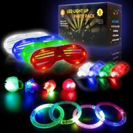 🎉 iglow 22 pcs led игрушки для детей и взрослых на вечеринке - светятся в темноте, идеально для дней рождения и хэллоуин - включает 1 светящийся палец, 4 кольца с желе, 4 мигающие очки, 4 браслета логотип