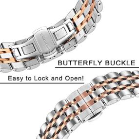 img 1 attached to 👛 Stylish TRUMiRR Watch Band: Compatible with Fossil Women's Gen 6 42mm / Gen 4 Venture HR, 18mm Solid Stainless Steel Watchband with Butterfly Buckle for Fossil Women's Charter HR / Gen 5E 42mm