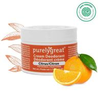 purelygreat all natural women's deodorant - aluminum free, long lasting, ewg verified, vegan, cruelty-free, no parabens - citrus scented deodorant for women, aluminum free logo