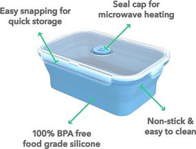 img 2 attached to Vremi Silicone Food Storage Containers: BPA Free Airtight Plastic Lids | Set of 4 Small and Large Collapsible Meal Prep Containers for Kitchen Lunch Boxes | Microwave and Freezer Safe