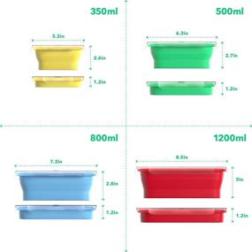 img 3 attached to Vremi Silicone Food Storage Containers: BPA Free Airtight Plastic Lids | Set of 4 Small and Large Collapsible Meal Prep Containers for Kitchen Lunch Boxes | Microwave and Freezer Safe